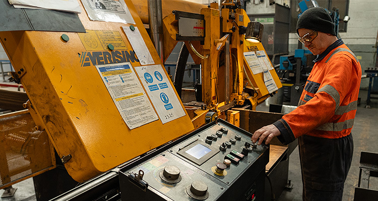 Man operating machinery