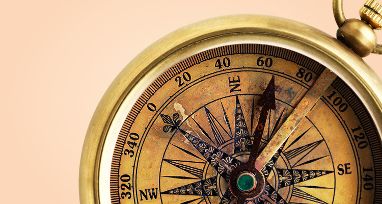 Old fashioned brass compass