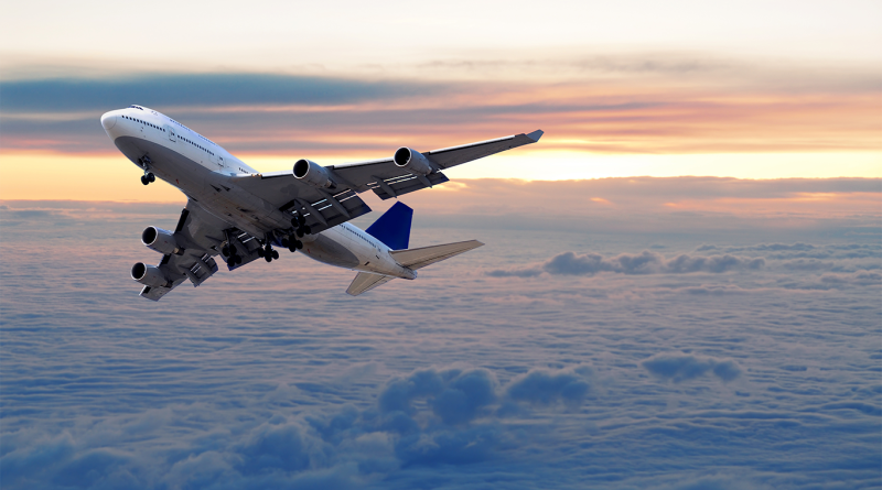 Image of an aeroplane flying through the sky to support boeing manufacturing article