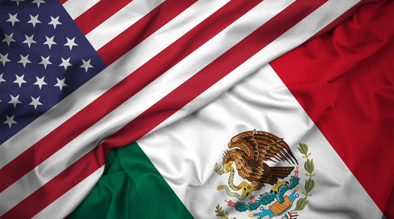US and Mexican flags laid next to each other to support John Deere relocation article
