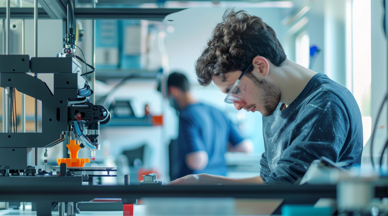 Man working in additive manufacturing warehouse