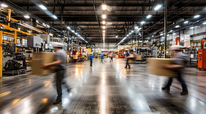 Busy industrial factory to support Prima manufacturing article