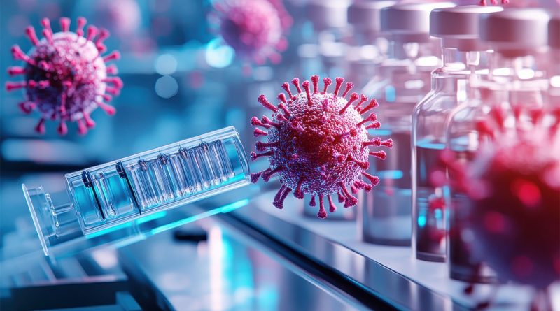 biotechnology manufacturing visualisation with cells and lab equipment to support Amgen article