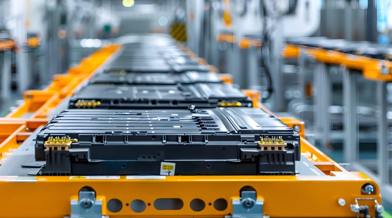 EV battery production in automated assembly plant