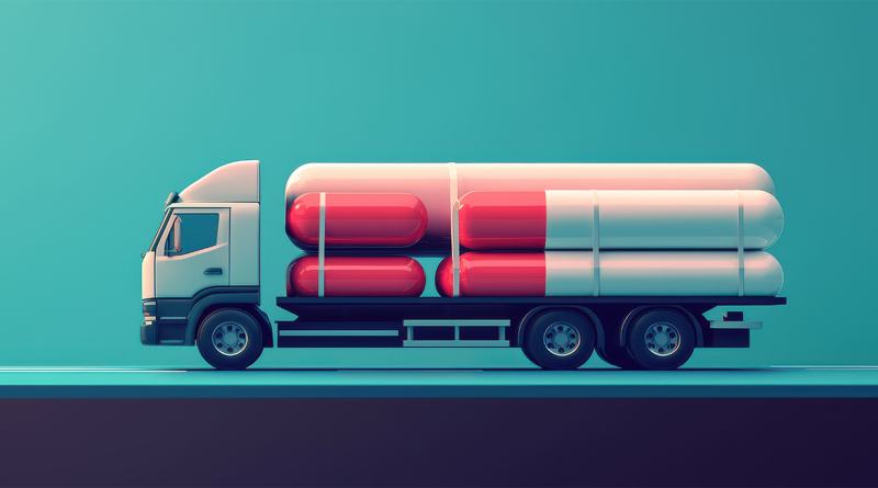 Lorry made up of pharmaceutical products representing drug tariff issue