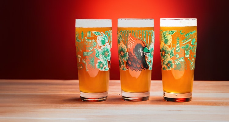Branded pint glasses