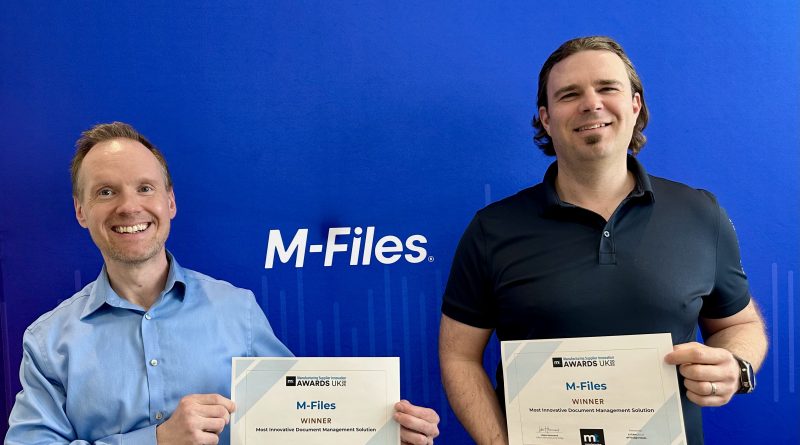 The team at M-Files accepting their Manufacturing Today award