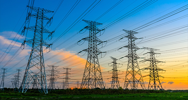 electricity transmission towers, also known as pylons