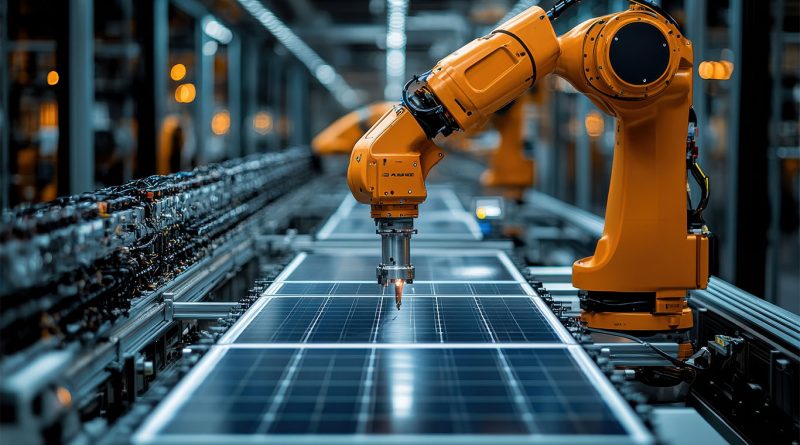 clean energy manufacturing process on solar panel