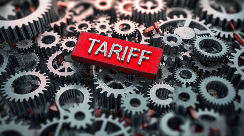 'Tariff' sign on top of metal cogs to support metal import tariffs article