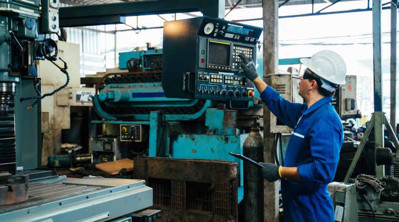 Industry factory maintenance engineer wearing uniform and safety helmet in factory