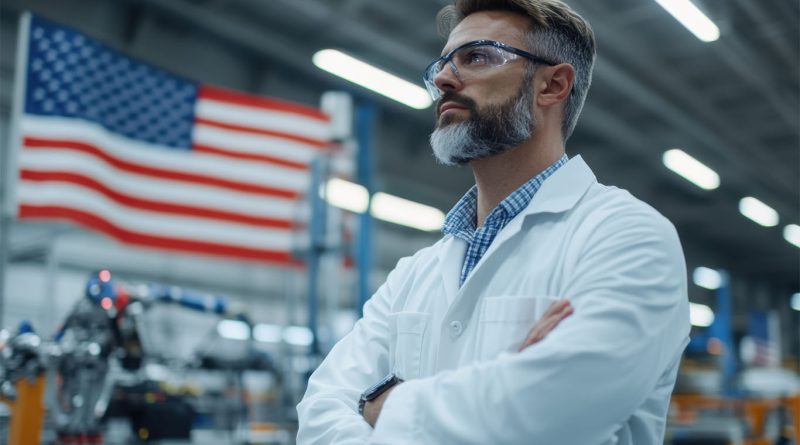 Aerospace components on an assembly line representing U.S. factory activity in June 2025
