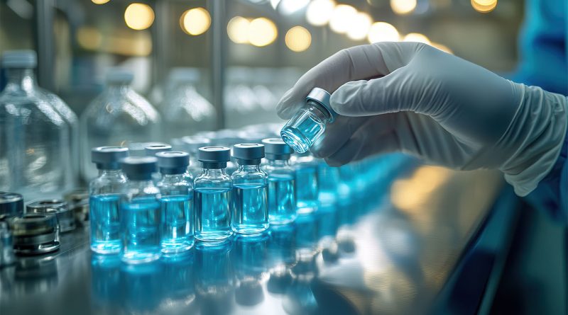 Pharmaceutical drug production line in laboratory