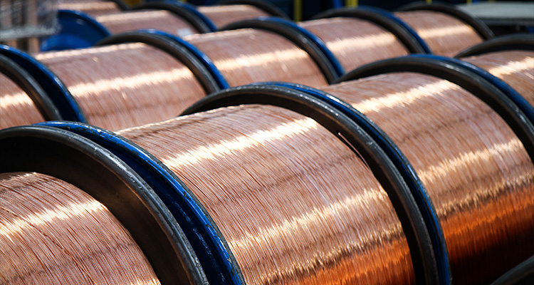 large spools of copper wire
