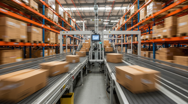 Manufacturing warehouse dispatching orders in boxes