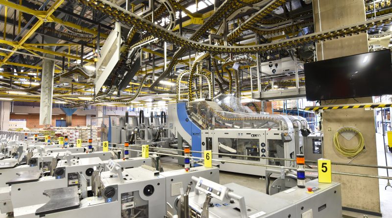 Modern machines for transportation in a large print shop for production