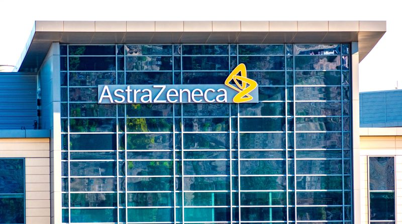 AstraZeneca headquarters with sign and logo