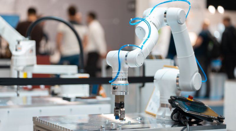 automated programmed robotic arm for manufacturing and industrial lines conveyor belts