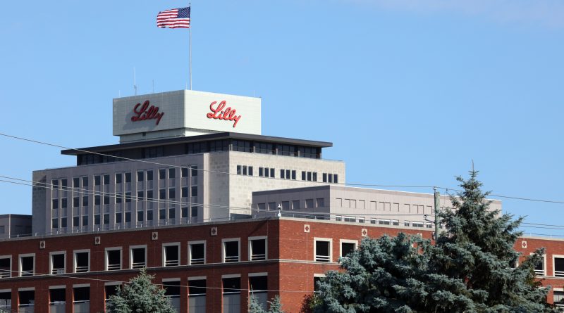 The exterior of the Eli Lilly and Company headquarters.