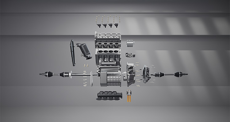 xploded view of the Horse Powertrain Future Hybrid Concept