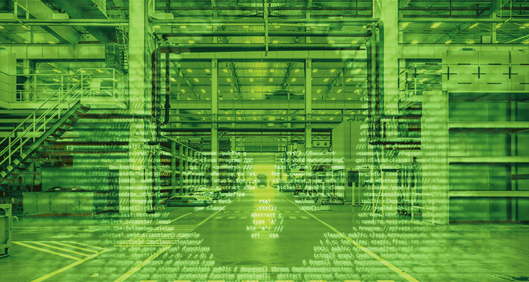 a digital illustration representing the concept of cyber security or a digitized industrial environment
