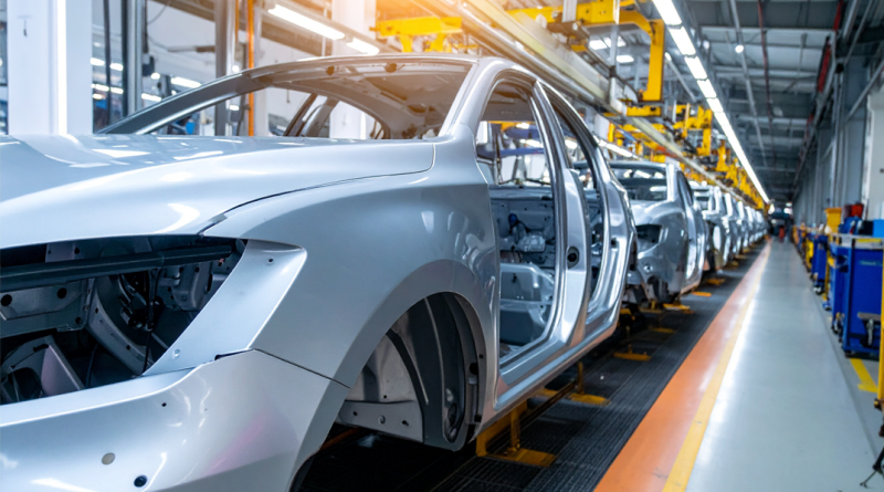 Car manufacturing in conveyor belt
