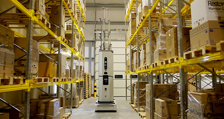 a Dexory warehouse autonomous mobile robot