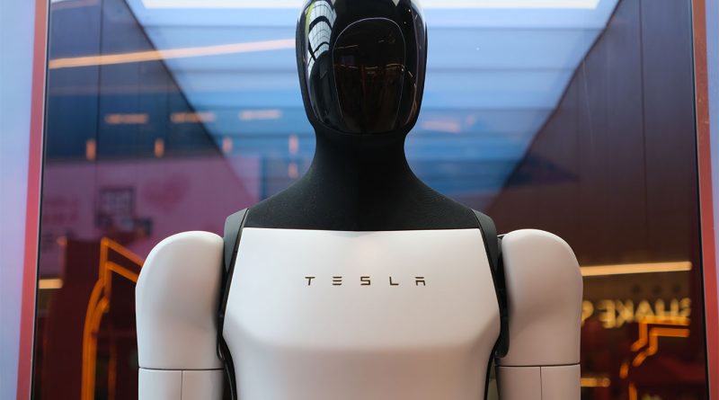 Tesla Optimus robot on display at factory as part of new production shift