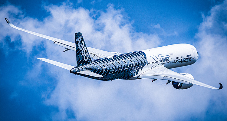 an Airbus A350 XWB wide-body aircraft.