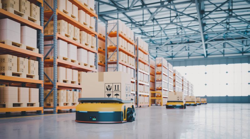 Widely used parcel sorting robot system using AGV with tilt tray.